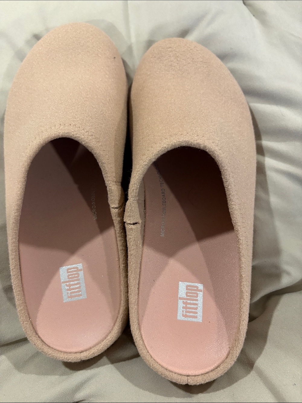 FitFlop Blush Pink Slip-On Felt Mules